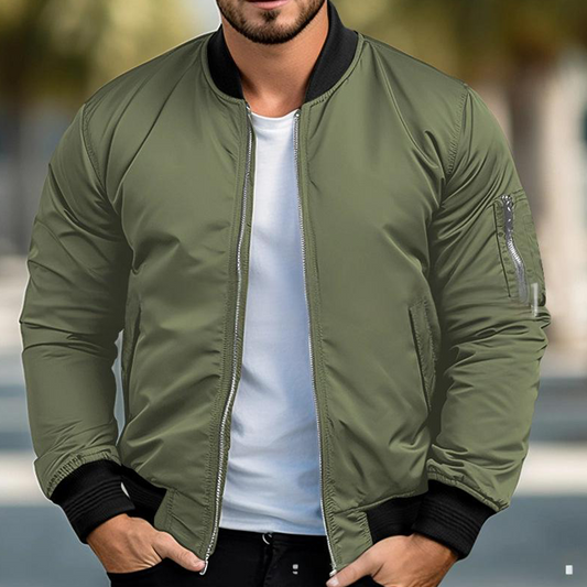 Men's Classic Zip-Up Bomber Jacket