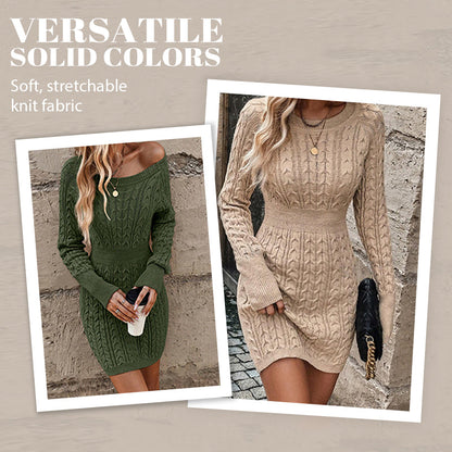 Cable Knit Bodycon Mini Sweater Dress