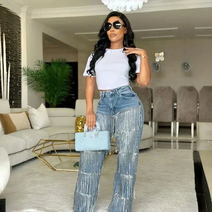 💝New Year Sale 50% OFF✨Women's Sequin Tassels Jeans