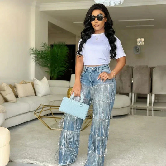 💝New Year Sale 50% OFF✨Women's Sequin Tassels Jeans