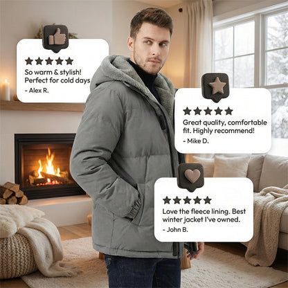 📢 50% OFF!! ✨ Men’s Cold-Resistant Windproof Thermal-Lined Hooded Coat 🧥❄️ – Free Shipping 🚚