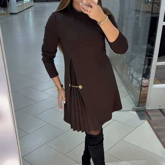 💝New Year Sale 60% OFF💝Elegant Long Sleeve Pleated Panel Dress