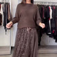 Women's Fashion Knit Top & Mesh Dress 2-Piece Set