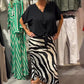 Women's Knot Front Blouse & Midi Skirt Casual Set