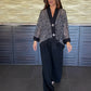 Women's V-Neck Sequin Cardigan & Wide-Leg Pants 2-Piece Set