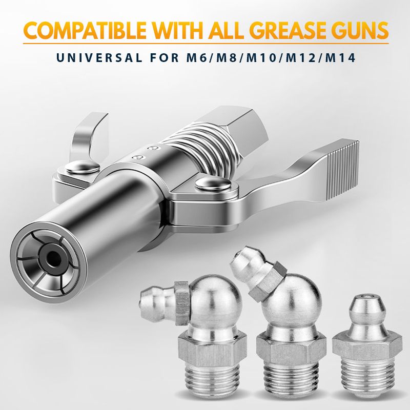 🔧 LIMITED-TIME 50% OFF! ✨ High-Pressure Grease Gun Coupler – Dual Handle, Secure Lock, Universal Fit ⚙️