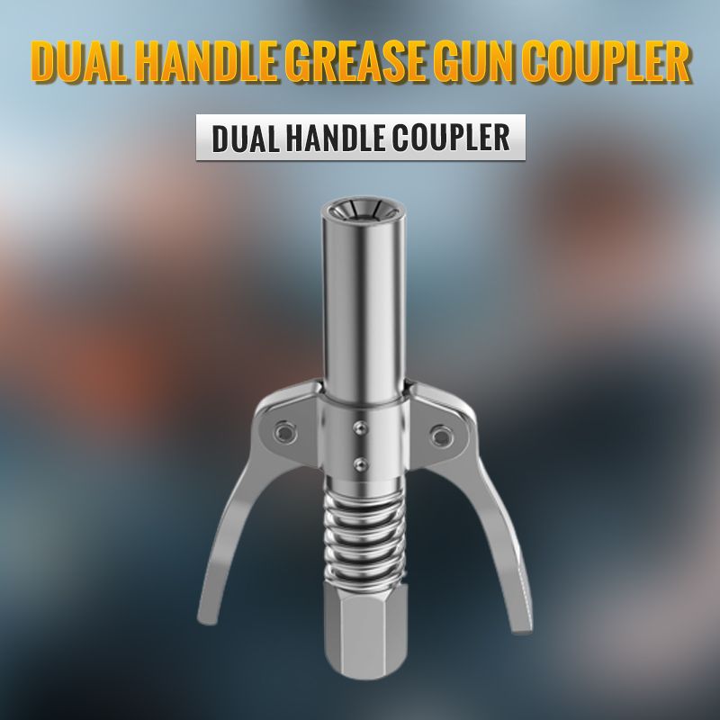 🔧 LIMITED-TIME 50% OFF! ✨ High-Pressure Grease Gun Coupler – Dual Handle, Secure Lock, Universal Fit ⚙️