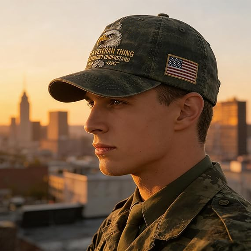 Adjustable Patriotic Eagle Embroidered Baseball Cap