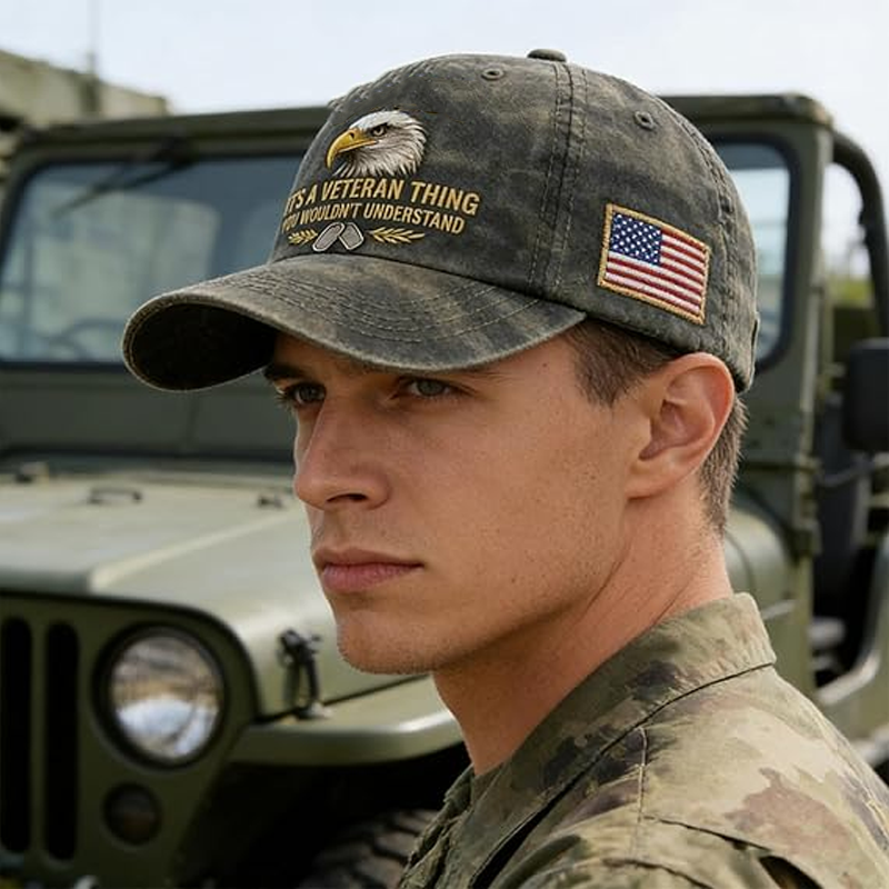 Adjustable Patriotic Eagle Embroidered Baseball Cap