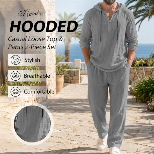📢📢49% OFF !!!Men's Hooded Casual Loose Top & Pants 2-Piece Set