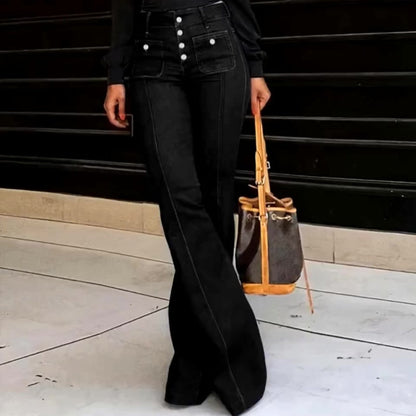 Women's Fashionable High-Waisted Flared Jeans