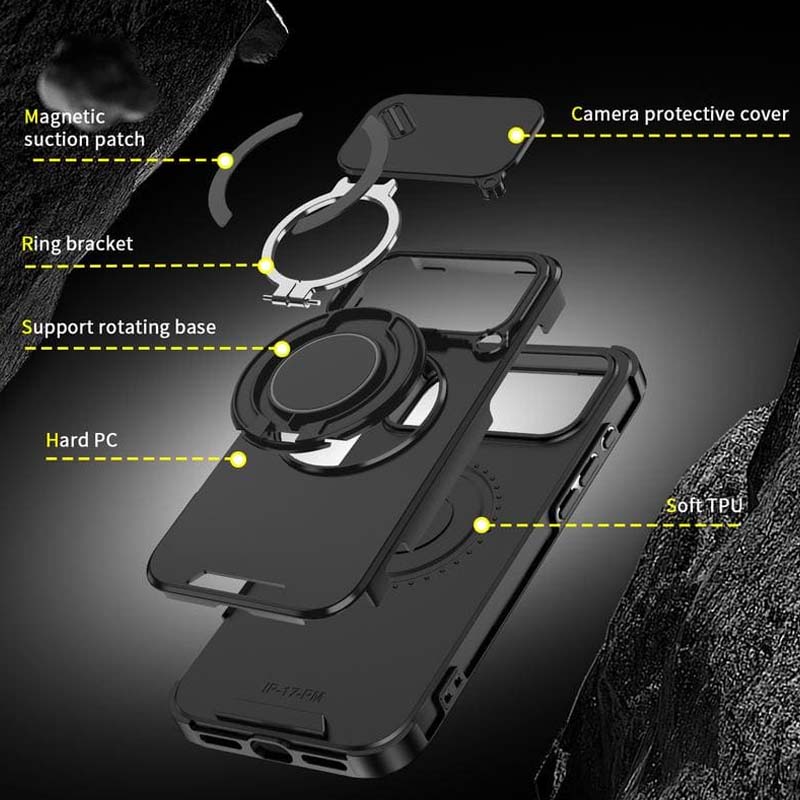 🔥50％ Off ＆Hot Sale🔥Magnetic Phone Case with Ring Stand For iPhone.airbag military protection