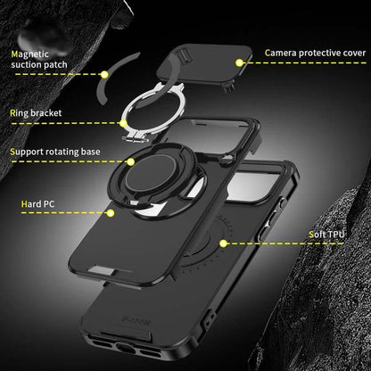 🔥50％ Off ＆Hot Sale🔥Magnetic Phone Case with Ring Stand For iPhone.airbag military protection