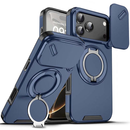 🔥50％ Off ＆Hot Sale🔥Magnetic Phone Case with Ring Stand For iPhone.airbag military protection