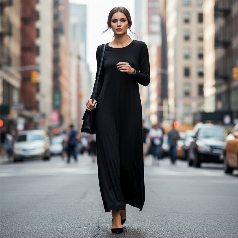 📢 60% OFF!! ⏰ Women's Long Sleeve T-Shirt Maxi Dress – Side Pockets, Side Slit & 7 Versatile Colors for Effortless Style! 🌸