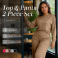 Women's Long Sleeve Top & Wide-Leg Pants 2-Piece Set