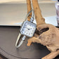 Chic Open-Cuff Bangle Watch with Square Dial