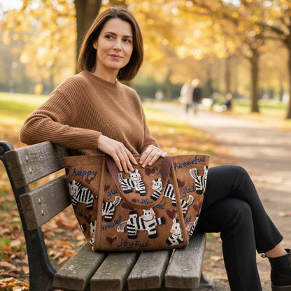 💖Embroidered Zebra Canvas Tote Bag