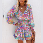 🌸 50% OFF! Women's V-Neck Long Sleeve Ruffle Hem Mini Dress