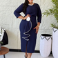 Elegant Round Neck Ruffle Bodycon Dress