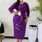 Elegant Round Neck Ruffle Bodycon Dress