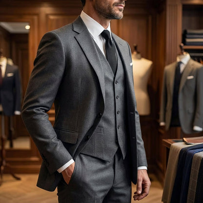 👔 50% OFF NOW! 🕴️ Men's Slim-Fit 3-Piece Suit Set – Tailored Fit, Premium Fabric & Perfect for Formal Occasions 🤵
