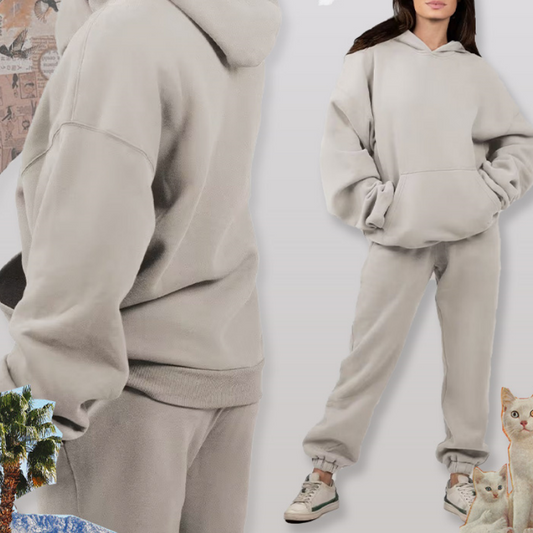 💖Unisex Solid Color Oversized Hoodies & Sweatpants Set