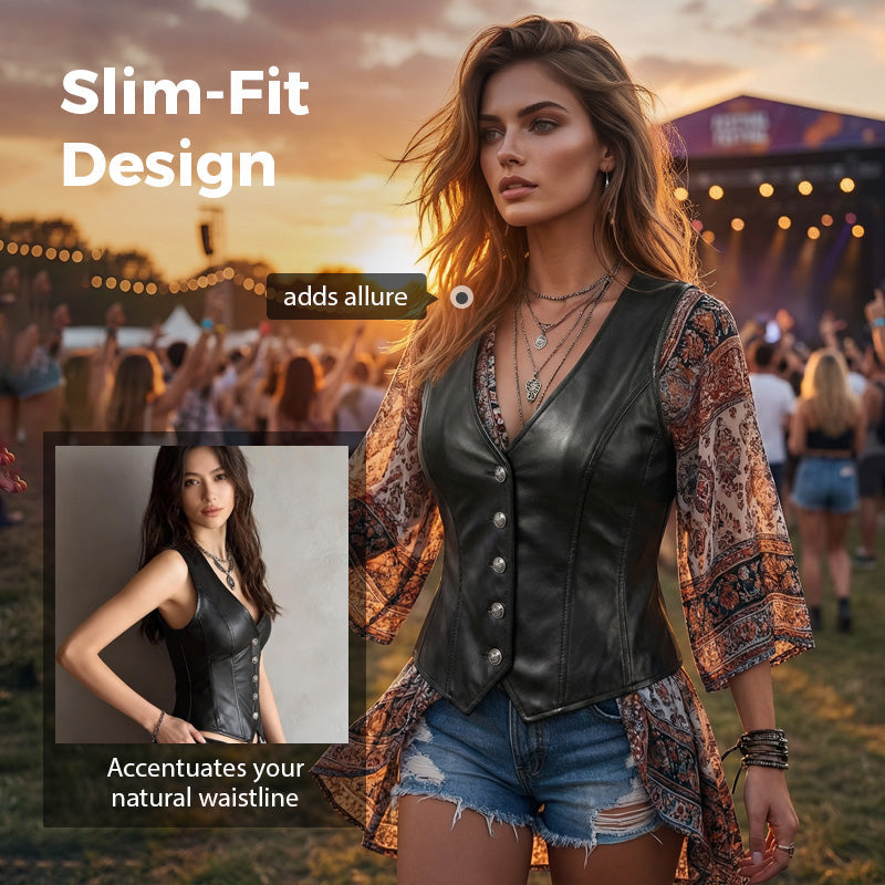 🥳2026 HOT SALE🥳💞50K+ SOLD!💥Women’s PU Leather V-Neck Button-Front Vest
