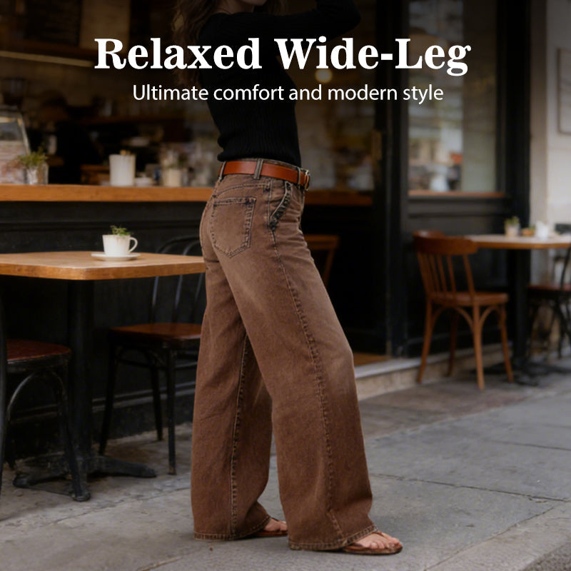 💎 60% OFF! 💎 High-Waist Wide-Leg Jeans with Button Detail – Vintage Flair, Premium Washed Denim & Flattering Silhouette 👖✨