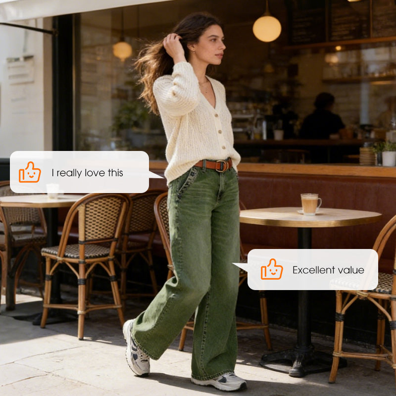 💎 60% OFF! 💎 High-Waist Wide-Leg Jeans with Button Detail – Vintage Flair, Premium Washed Denim & Flattering Silhouette 👖✨
