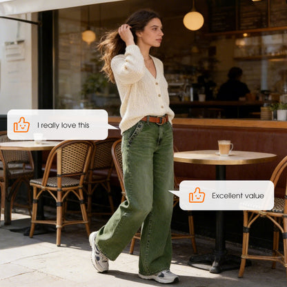 💎 60% OFF! 💎 High-Waist Wide-Leg Jeans with Button Detail – Vintage Flair, Premium Washed Denim & Flattering Silhouette 👖✨