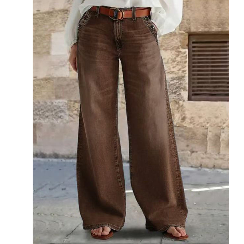 💎 60% OFF! 💎 High-Waist Wide-Leg Jeans with Button Detail – Vintage Flair, Premium Washed Denim & Flattering Silhouette 👖✨