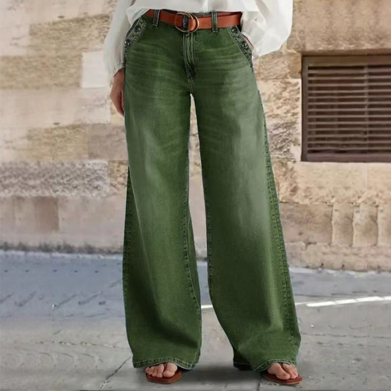 💎 60% OFF! 💎 High-Waist Wide-Leg Jeans with Button Detail – Vintage Flair, Premium Washed Denim & Flattering Silhouette 👖✨