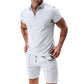Summer Casual Zip-Neck Shirt & Shorts Set