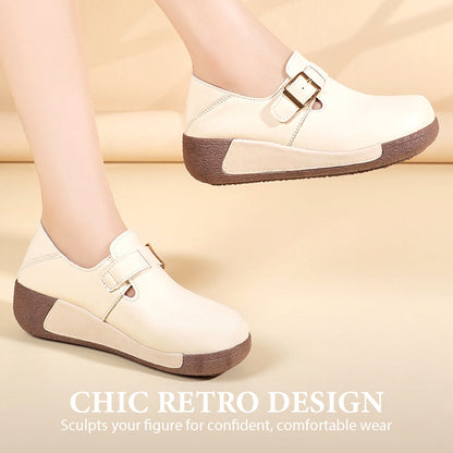 Women's Platform Round-Toe Loafers with Buckle