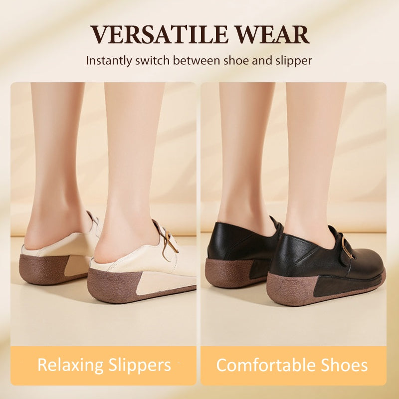 Women's Platform Round-Toe Loafers with Buckle