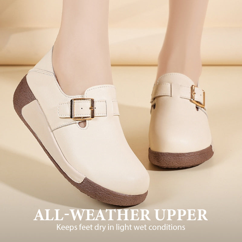 Women's Platform Round-Toe Loafers with Buckle