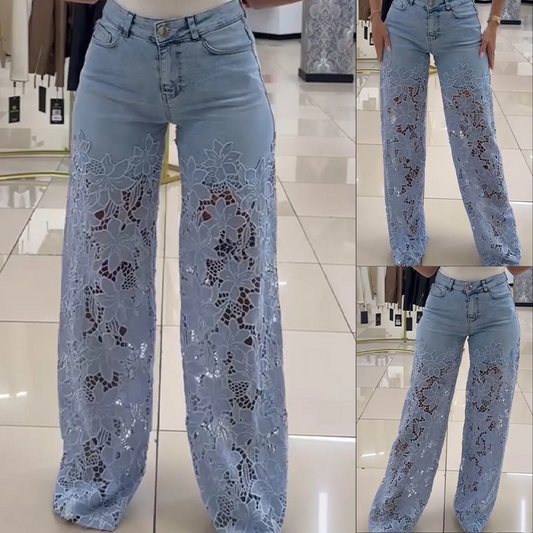 📢📢Big Sale Now On!⏰Fashion Lace Patchwork Denim Jeans