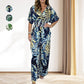 Women's Spring Print Wide Leg Elastic Waist Jumpsuit