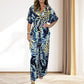 Women's Spring Print Wide Leg Elastic Waist Jumpsuit