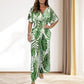 Women's Spring Print Wide Leg Elastic Waist Jumpsuit