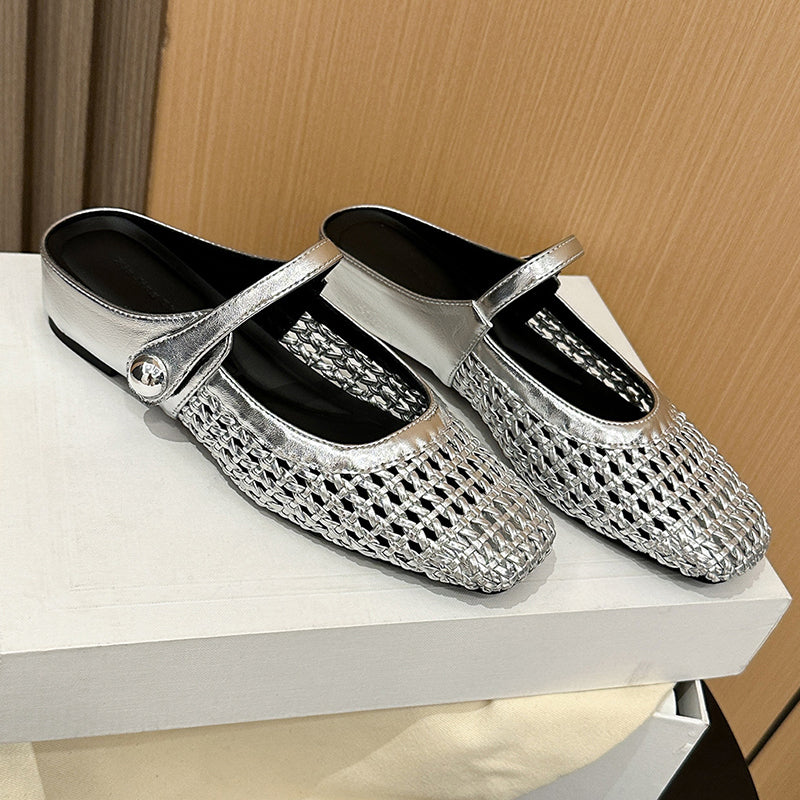 📢📢50% OFF !!!⏰Women's Woven Square-Toe Mary Jane Mules
