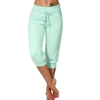 🌿🧶 Drawstring Waist Cropped Sweatpants for Lounging 🏠💤