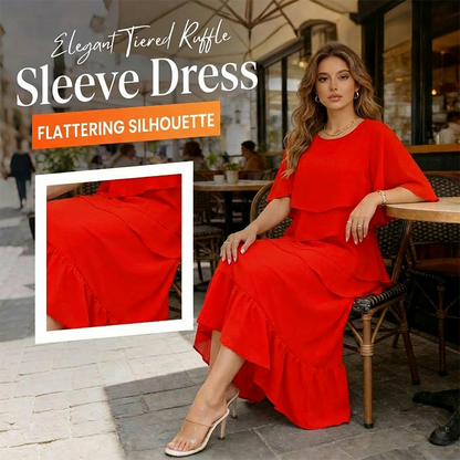 💃 Elegant Tiered Ruffle Sleeve Dress – Effortless Charm & Flattering Style ✨👗