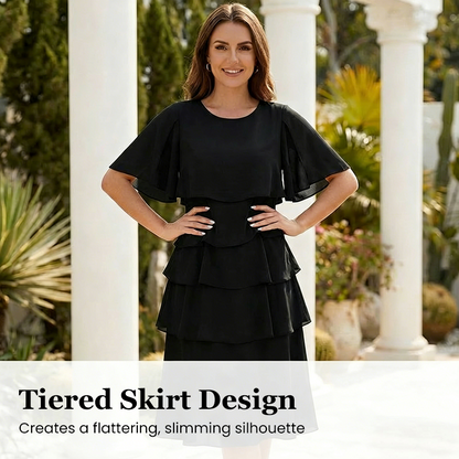 💃 Elegant Tiered Ruffle Sleeve Dress – Effortless Charm & Flattering Style ✨👗