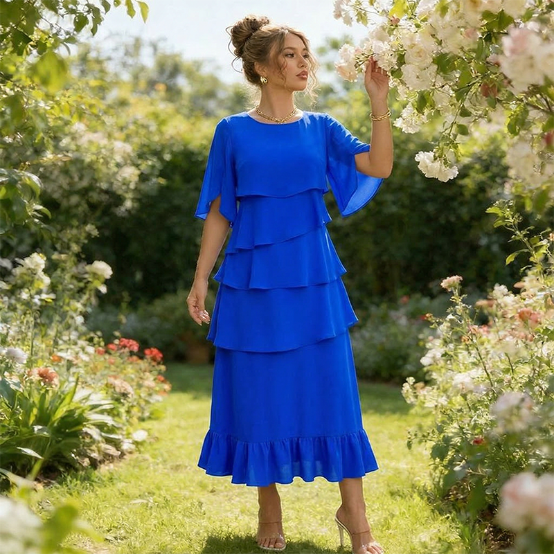 💃 Elegant Tiered Ruffle Sleeve Dress – Effortless Charm & Flattering Style ✨👗