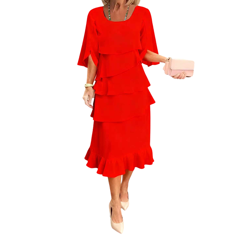 💃 Elegant Tiered Ruffle Sleeve Dress – Effortless Charm & Flattering Style ✨👗
