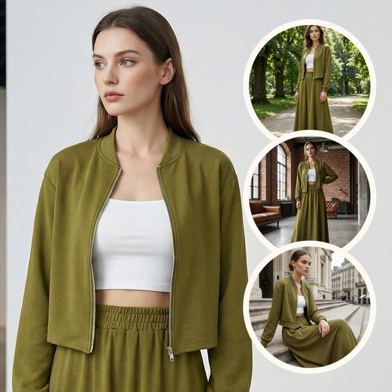 Women's 2-Piece Bomber Jacket and Maxi Skirt Set