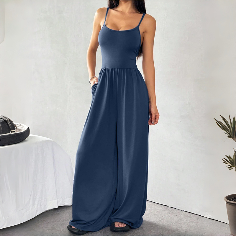 🌸 Spaghetti Strap Wide-Leg Jumpsuit with Pockets – Effortlessly Chic & Comfortable in One Step ✨💖