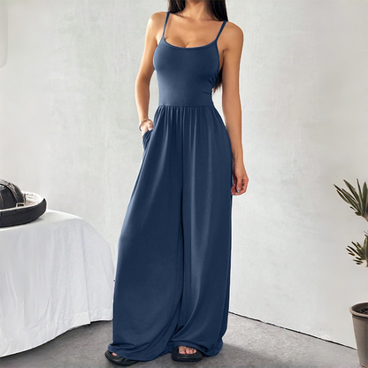 🌸 Spaghetti Strap Wide-Leg Jumpsuit with Pockets – Effortlessly Chic & Comfortable in One Step ✨💖